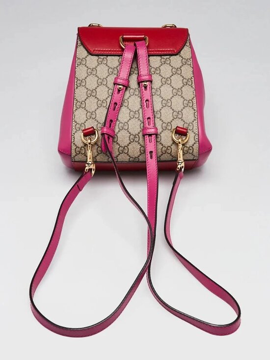 Gucci Red/Pink GG Supreme Coated Canvas and Leather Signature Padlock Small B. main image 11